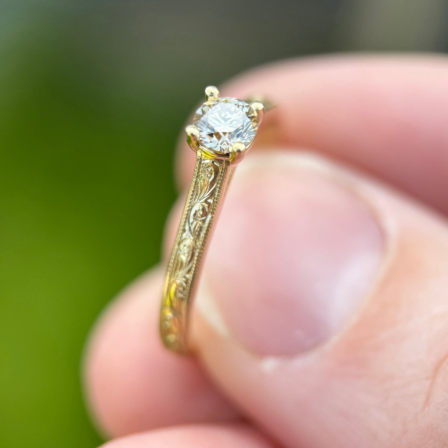 Ring med champagnefarget diamant