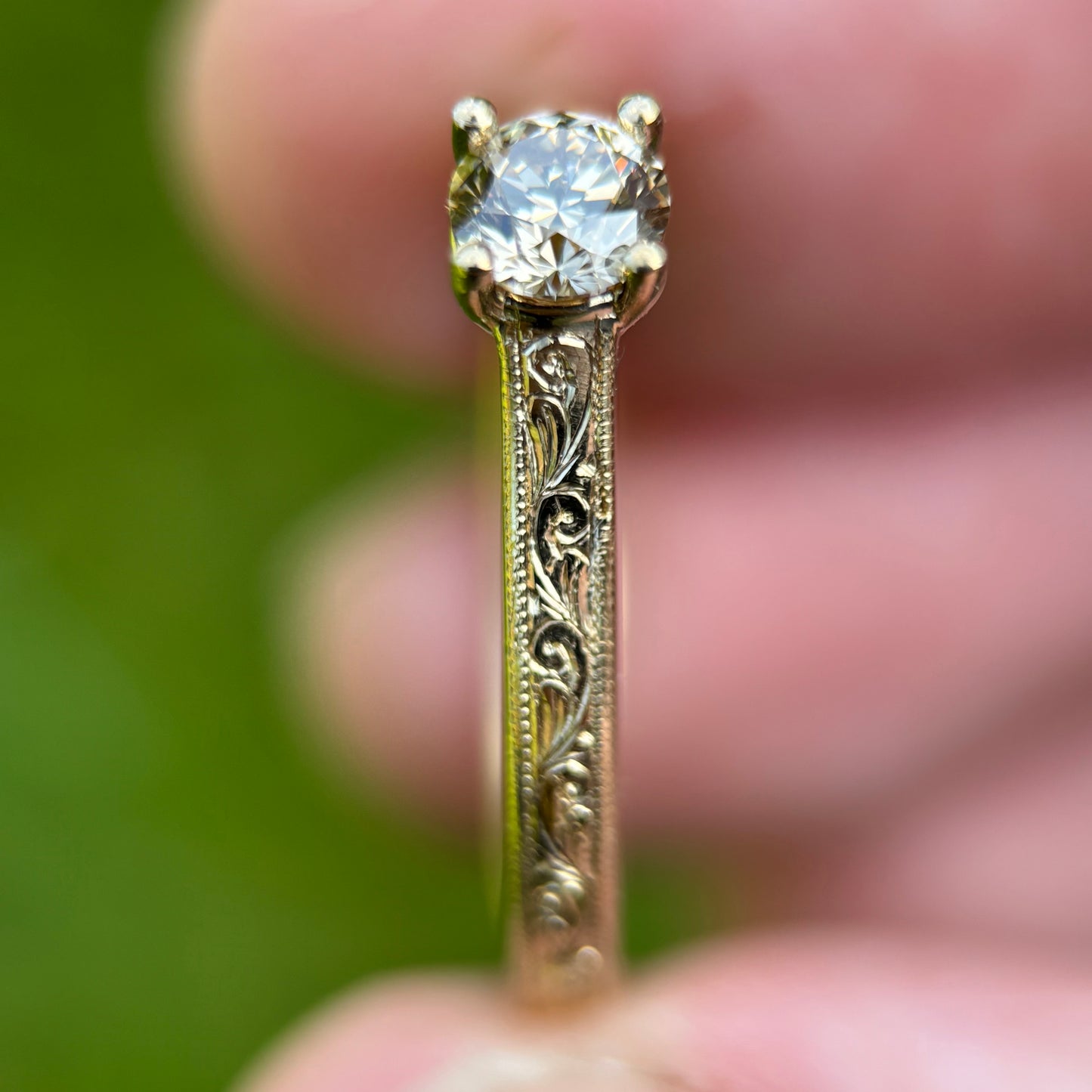 Ring med champagnefarget diamant