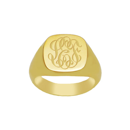 Regent Cushion Signet Ring in 14 Carat Yellow Gold