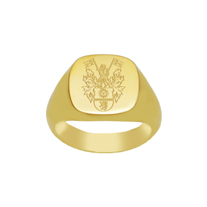 Regent Cushion Signet Ring in 14 Carat Yellow Gold