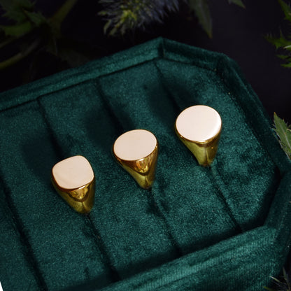 Regent Cushion Signet Ring in 14 Carat Yellow Gold