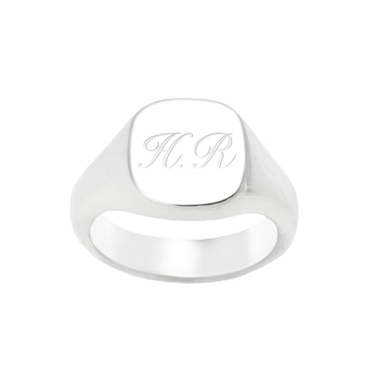 Cushion Signet Ring in Silver