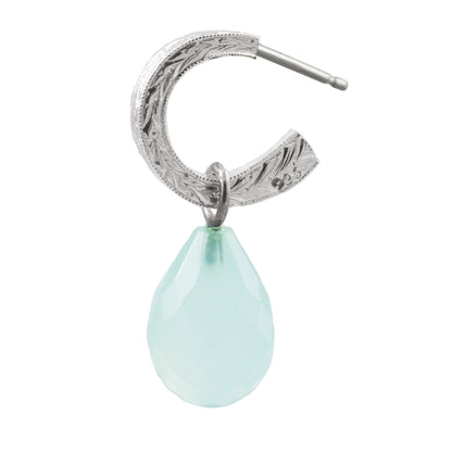 Creole earrings in silver with aqua onyx