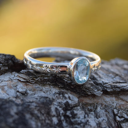 Stardust - sølv ring med topas