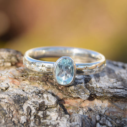 Stardust - sølv ring med topas
